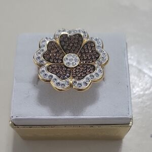 Gold and Brown Floral Statement Ring